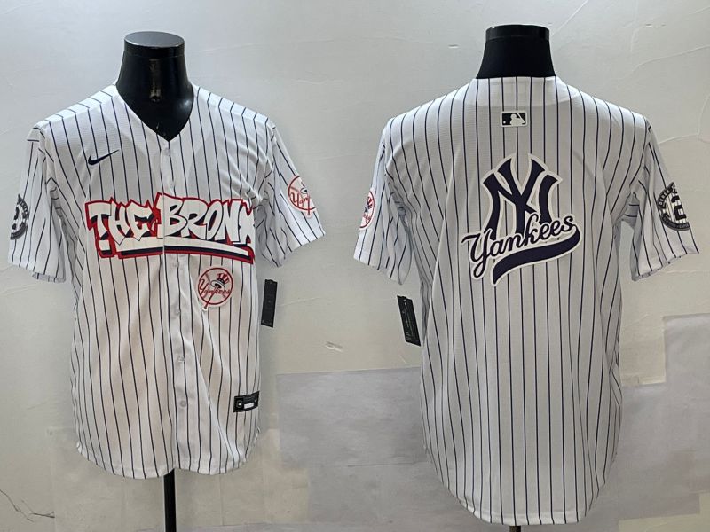 Men New York Yankees Blank White Stripe four generations Joint Name 2025 Nike MLB Jersey style 17